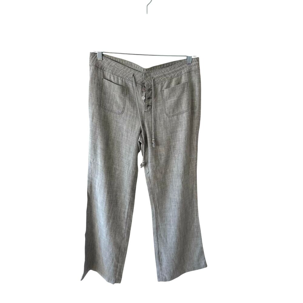 Level 99 Womens Linen Tencel Pants Size 28 Gray Wide Leg Drawstring NWT